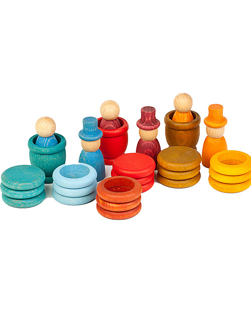 Grapat Aguamarina Summer: Nins + Mates + Coins + Rings - Sustainable Wood Montessori Toys