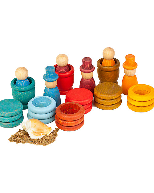 Grapat Aguamarina Summer: Nins + Mates + Coins + Rings - Sustainable Wood Montessori Toys