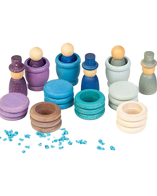 Grapat Aguamarina Winter: Nins + Mates + Coins + Rings - Sustainable Wood Montessori Toys