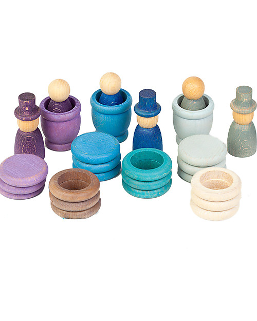 Grapat Aguamarina Winter: Nins + Mates + Coins + Rings - Sustainable Wood Montessori Toys