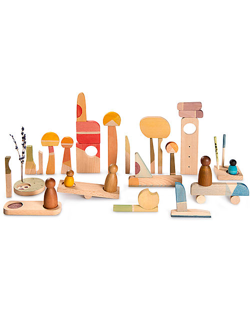 Grapat Building Set - Happy Place - 40 Pieces - Sustainable Wood Montessori Toys