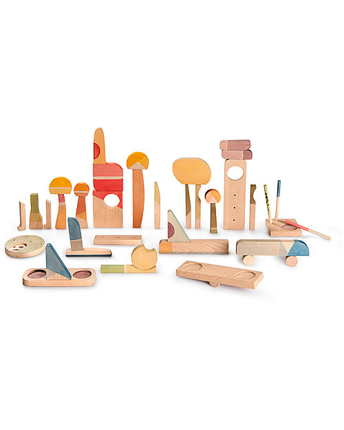 Grapat Building Set - Happy Place - 40 Pieces - Sustainable Wood Montessori Toys