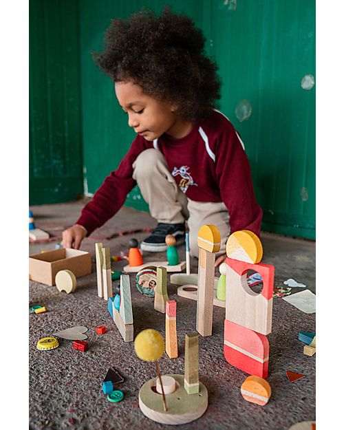 Grapat Building Set - Happy Place - 40 Pieces - Sustainable Wood Montessori Toys