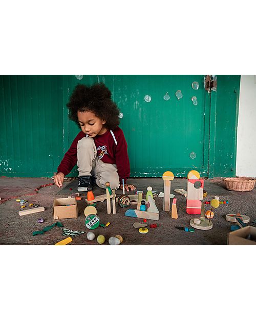 Grapat Building Set - Happy Place - 40 Pieces - Sustainable Wood Montessori Toys