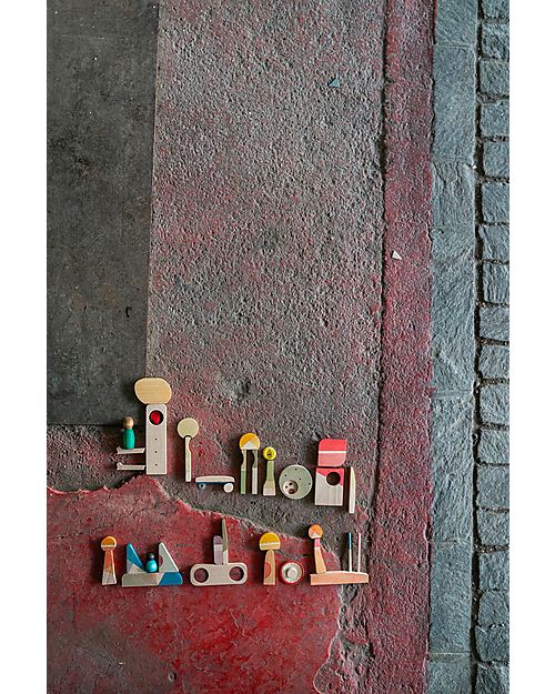 Grapat Building Set - Happy Place - 40 Pieces - Sustainable Wood Montessori Toys