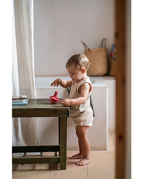 Grapat Chill Pink Bird Spinning Top - Sustainable Wood Montessori Toys