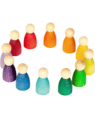 Grapat Classic Nins, Rainbow Colours - Sustainable Wood Wooden Blocks & Construction Sets
