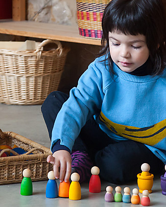 Grapat Classic Nins, Rainbow Colours - Sustainable Wood Wooden Blocks & Construction Sets