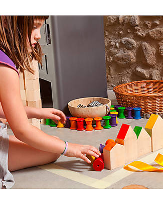Grapat Houses & Nins - Rainbow Colours - Sustainable Wood Montessori Toys