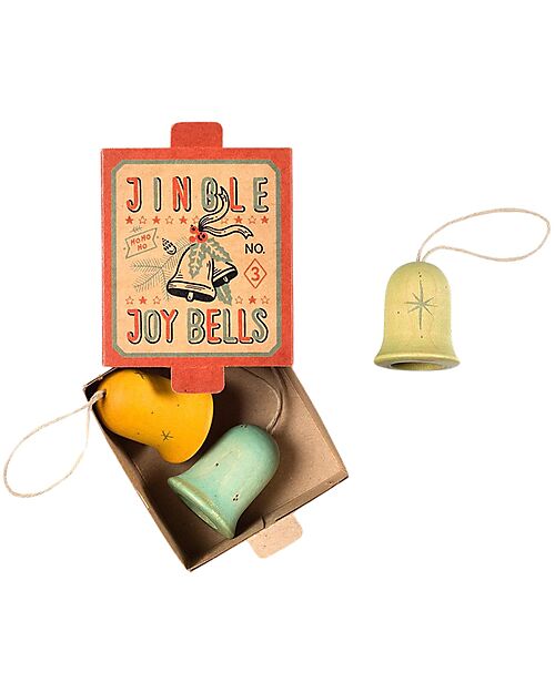 Grapat Jingle Joy Bells Christmas Ornament - 3 Pieces - Sustainable Wood Advent Calendars