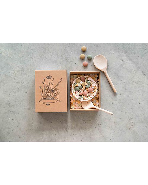 Grapat Kitchen Set - Yummy Happy Place - 2 Spoons/1 Bowl - 24 Pieces - Sustainable Wood Montessori Toys