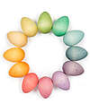 Grapat Mandala Eggs - 12 Pieces in the Shape of Eggs - Rainbow - Sustainable Wood Montessori Toys