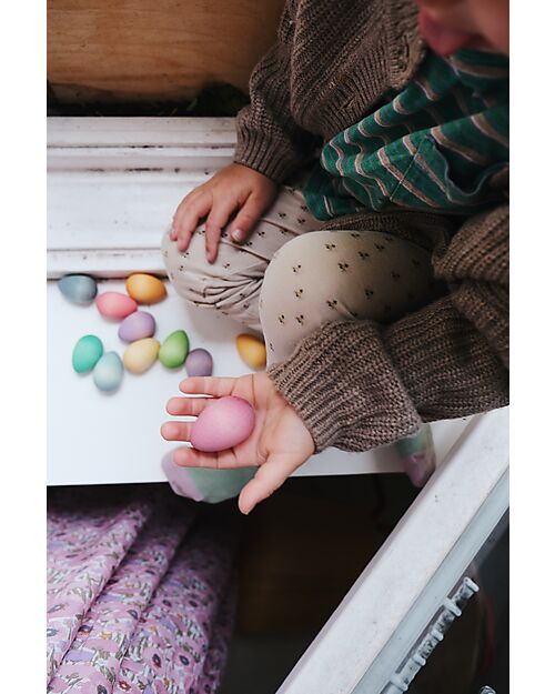 Grapat Mandala Eggs - 12 Pieces in the Shape of Eggs - Rainbow - Sustainable Wood Montessori Toys