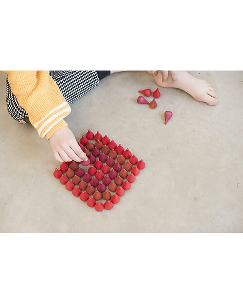 Grapat Mandala Fire - 36 Flame Shaped Pieces - Red - Sustainable Wood Montessori Toys