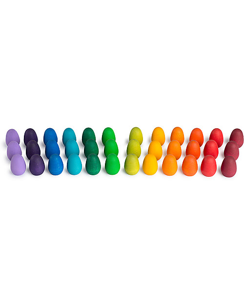 Grapat Mandala Rainbow - 36 Egg Shaped Pieces - Multicolored - Sustainable Wood Montessori Toys