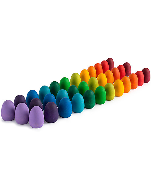 Grapat Mandala Rainbow - 36 Egg Shaped Pieces - Multicolored - Sustainable Wood Montessori Toys