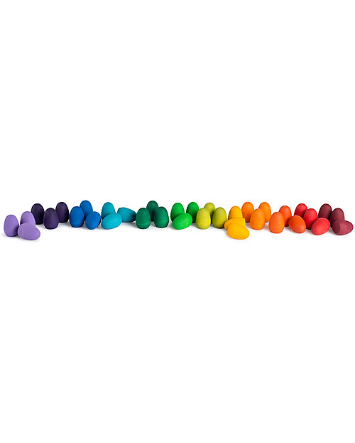 Grapat Mandala Rainbow - 36 Egg Shaped Pieces - Multicolored - Sustainable Wood Montessori Toys