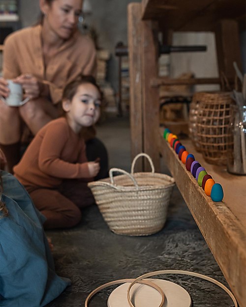 Grapat Mandala Rainbow - 36 Egg Shaped Pieces - Multicolored - Sustainable Wood Montessori Toys
