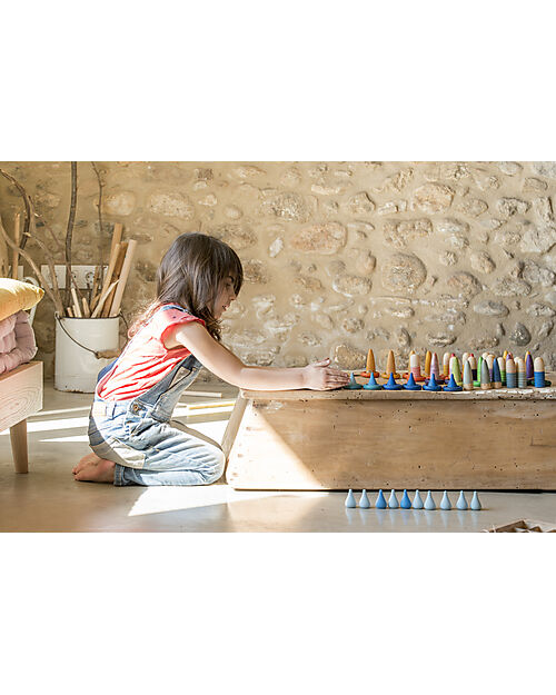 Grapat Mandala Raindrop - 36 Pieces in the Shape of Water Drops - Blue - Sustainable Wood Montessori Toys