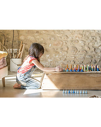 Grapat Mandala Raindrop - 36 Pieces in the Shape of Water Drops - Blue - Sustainable Wood Montessori Toys