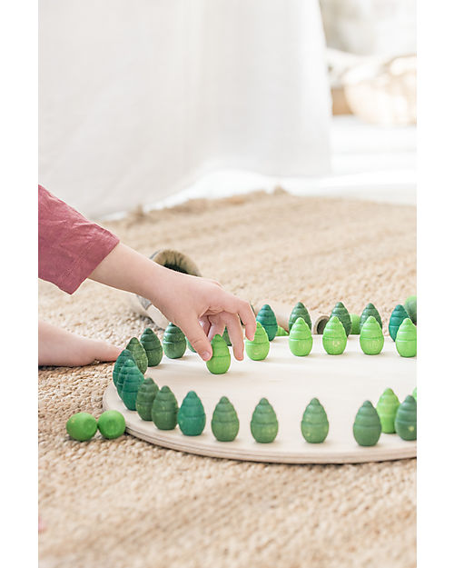 Grapat Mandala tree - 36 Tree Shaped Pieces - Green - Sustainable Wood Montessori Toys