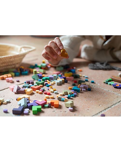 Grapat Mis Match and Bloom Set - 400 Colorful Wooden Pieces Montessori Toys