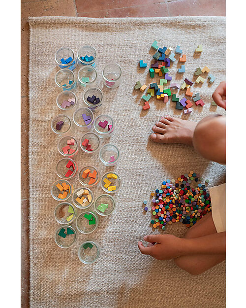 Grapat Mis Match and Bloom Set - 400 Colorful Wooden Pieces Montessori Toys