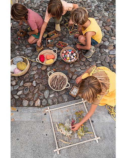 Grapat Nature and Memory Frame - 4 Sticks a Ball of Hemp Thread - Sustainable Wood Montessori Toys