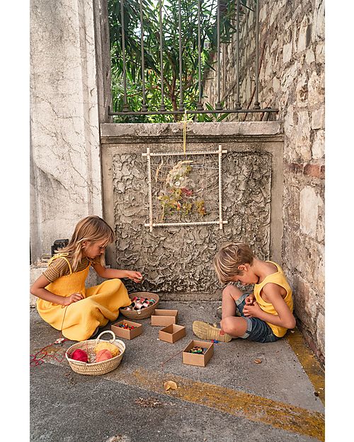 Grapat Nature and Memory Frame - 4 Sticks a Ball of Hemp Thread - Sustainable Wood Montessori Toys