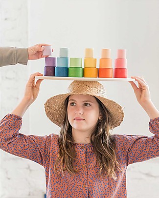 Grapat Nest Bowl - 24 Pieces in Sustainable Wood - Rainbow Color Creative Toys