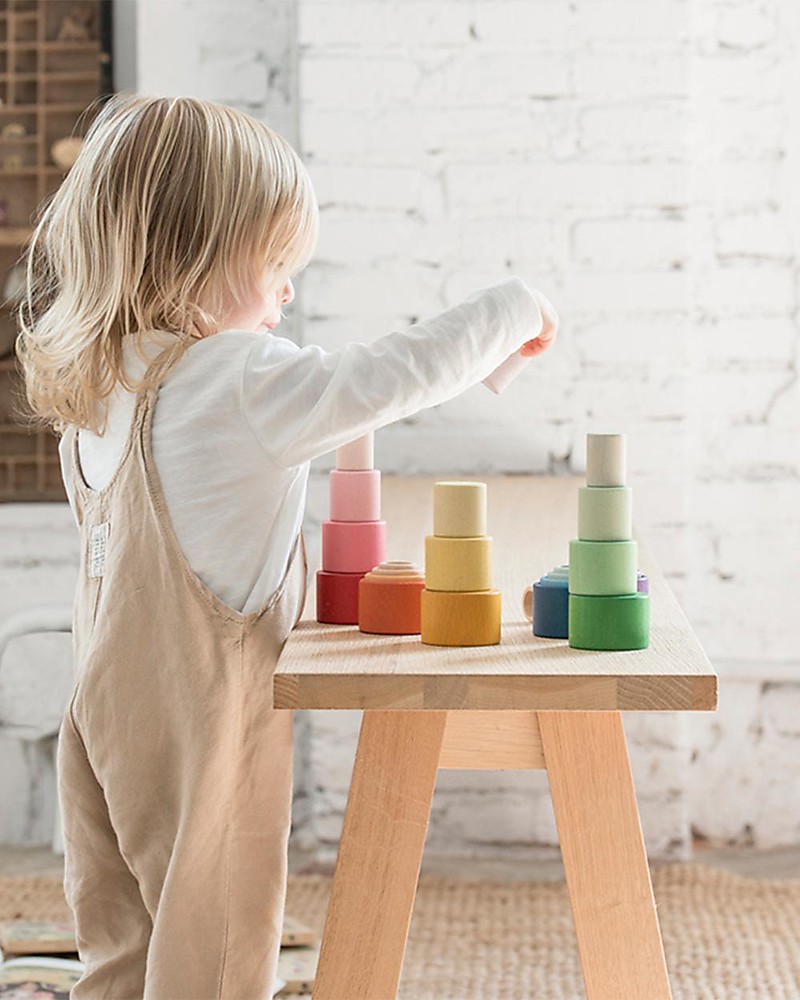 Grapat Nest Bowl 24 Pieces In Sustainable Wood Rainbow Color Unisex Bambini