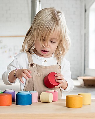 Grapat Nest Bowl - 24 Pieces in Sustainable Wood - Rainbow Color Creative Toys
