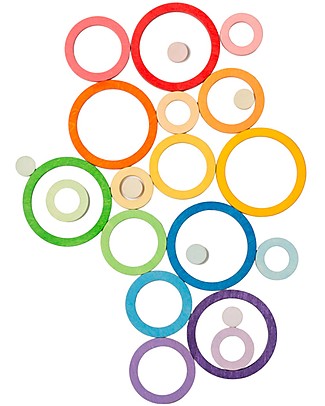 Grapat Nest Ring - 24 Pieces in Sustainable Wood - Rainbow Color Montessori Toys
