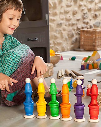 Grapat Nins, Grounds and Coins - Rainbow Color - Sustainable Wood Creative Toys