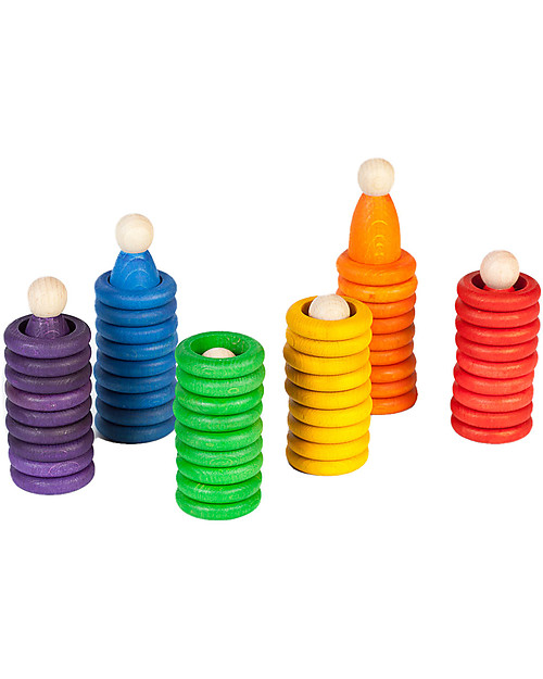 Grapat Nins Rings and Coins - Multicolor - Sustainable Wood Wooden Stacking Toys