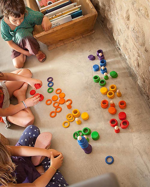 Grapat Nins Rings and Coins - Multicolor - Sustainable Wood Wooden Stacking Toys
