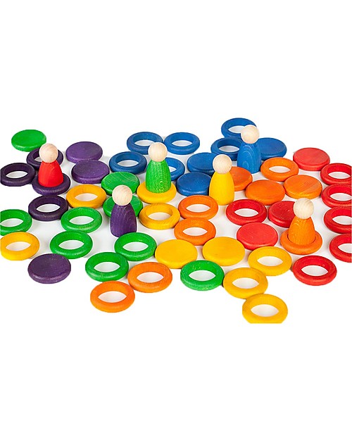 Grapat Nins Rings and Coins - Multicolor - Sustainable Wood Wooden Stacking Toys