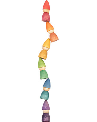 Grapat Nins Tomten - Wood Gnomes - Rainbow Color - Sustainable Wood Story Making Games