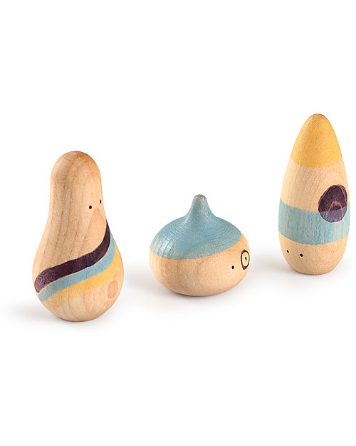 Grapat Set of 3 characters Hooray! - Multicolor - Sustainable Wood Montessori Toys