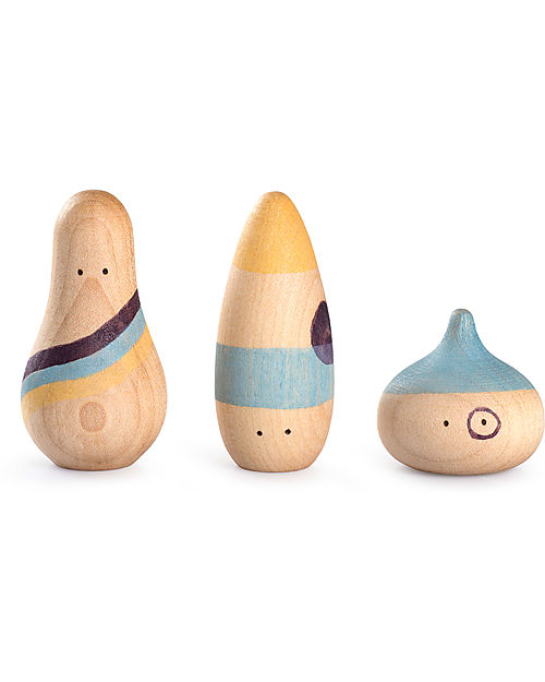 Grapat Set of 3 characters Hooray! - Multicolor - Sustainable Wood Montessori Toys