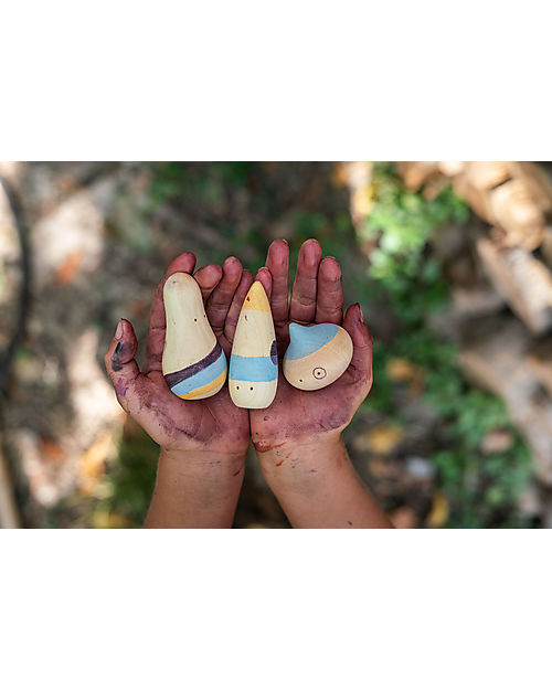 Grapat Set of 3 characters Hooray! - Multicolor - Sustainable Wood Montessori Toys