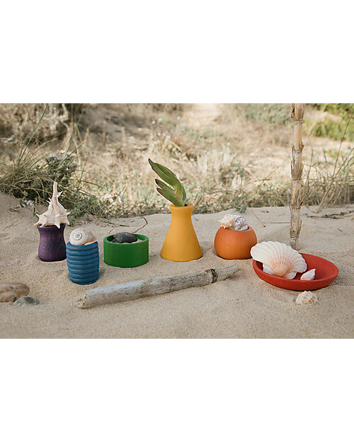Grapat Set Pots - 6 Pots - Rainbow Colours - Sustainable Wood Montessori Toys