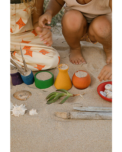 Grapat Set Pots - 6 Pots - Rainbow Colours - Sustainable Wood Montessori Toys