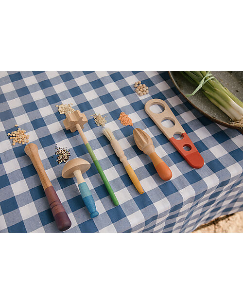 Grapat Set Tools - 6 Tools - Rainbow Colours - Sustainable Wood Montessori Toys