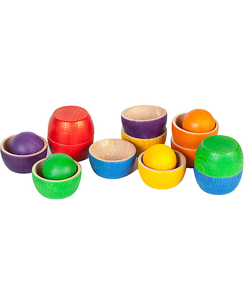 Grapat The Bowls and the Balls - Rainbow Colours - Sustainable Wood Montessori Toys