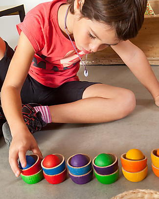 Grapat The Bowls and the Balls, Rainbow Colours - Sustainable Wood Wooden Blocks & Construction Sets