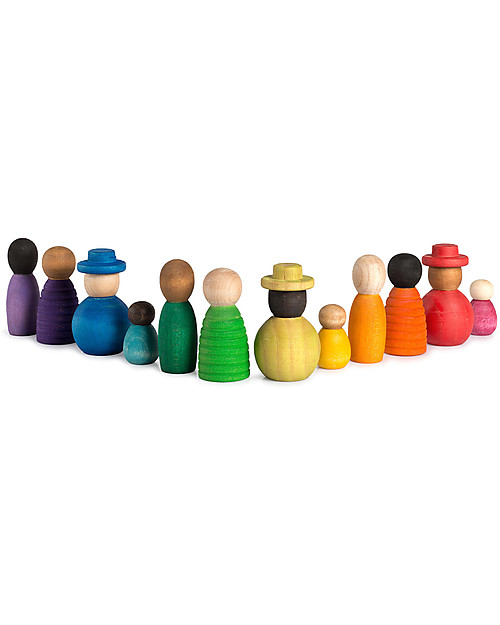 Grapat Together - Set of 12 Nins - Multicolored - Sustainable Wood Montessori Toys