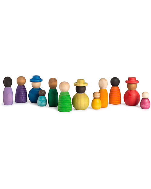 Grapat Together - Set of 12 Nins - Multicolored - Sustainable Wood Montessori Toys