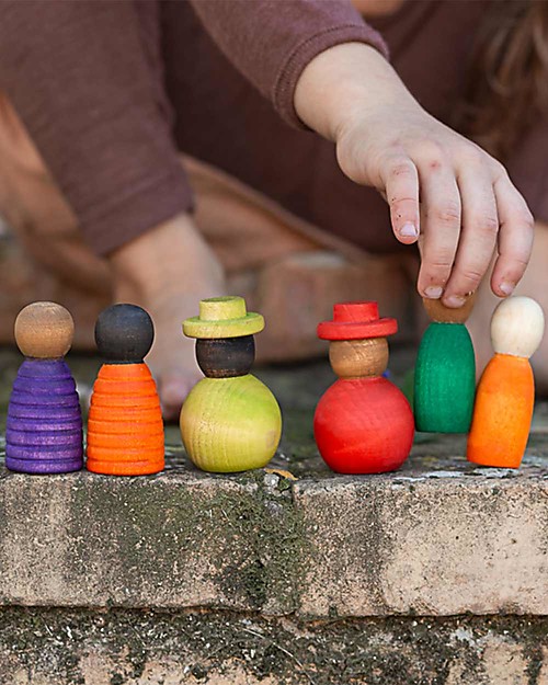 Grapat Together - Set of 12 Nins - Multicolored - Sustainable Wood Montessori Toys