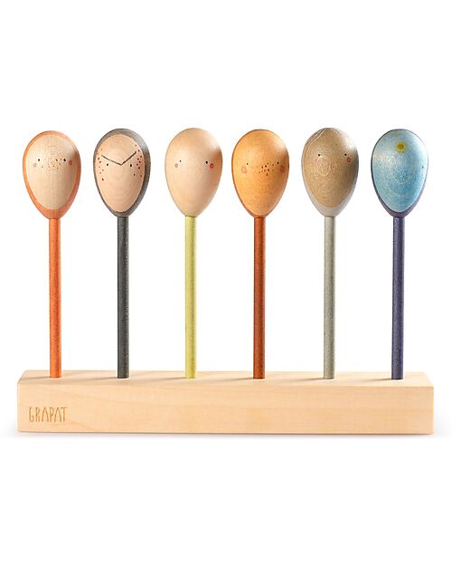 Grapat Twin-Souls Puppets - Set 6 Double-Face Puppets - Sustainable Wood Montessori Toys